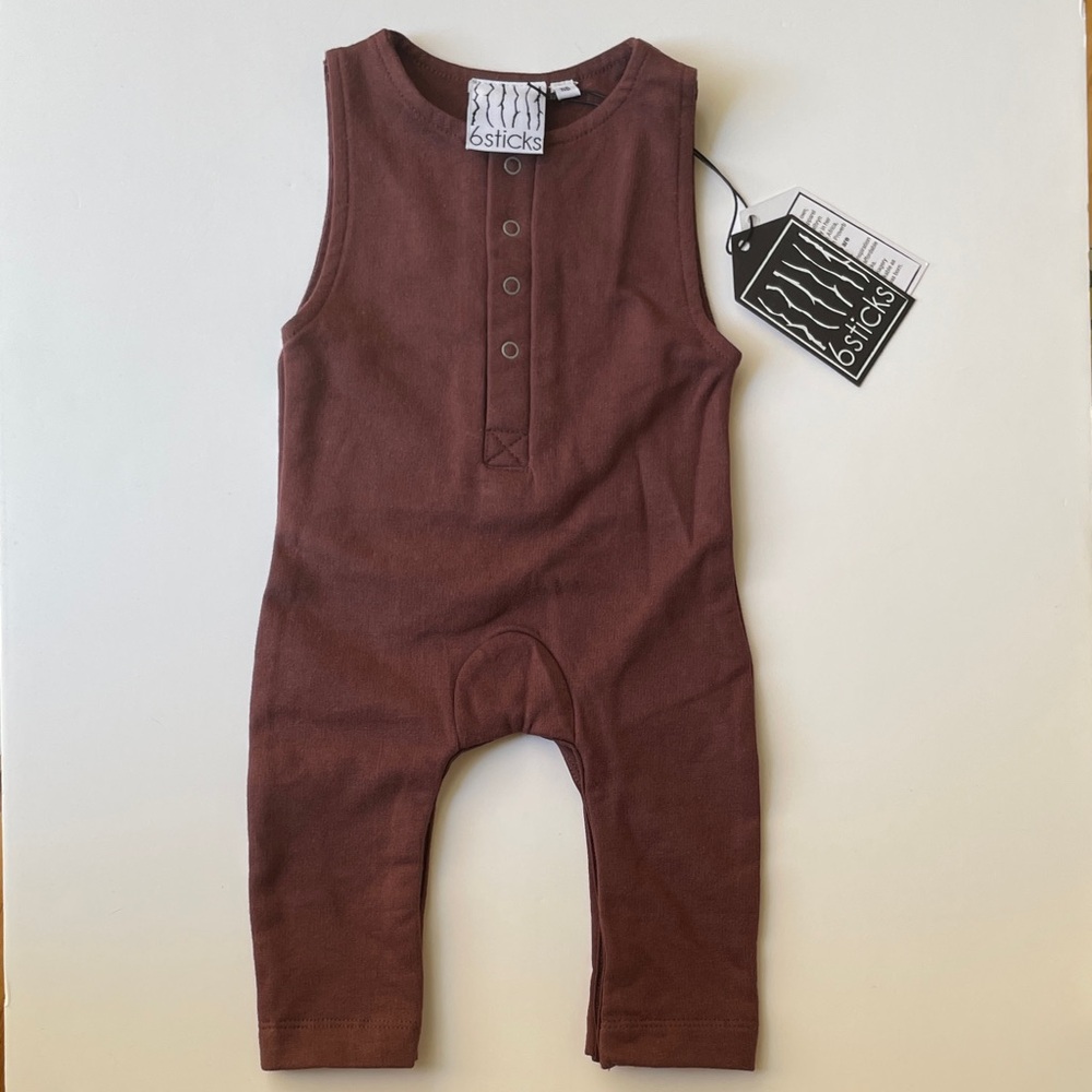 Bsticcs Burgundy Sleeveless Baby Romper (size NB, runs long)